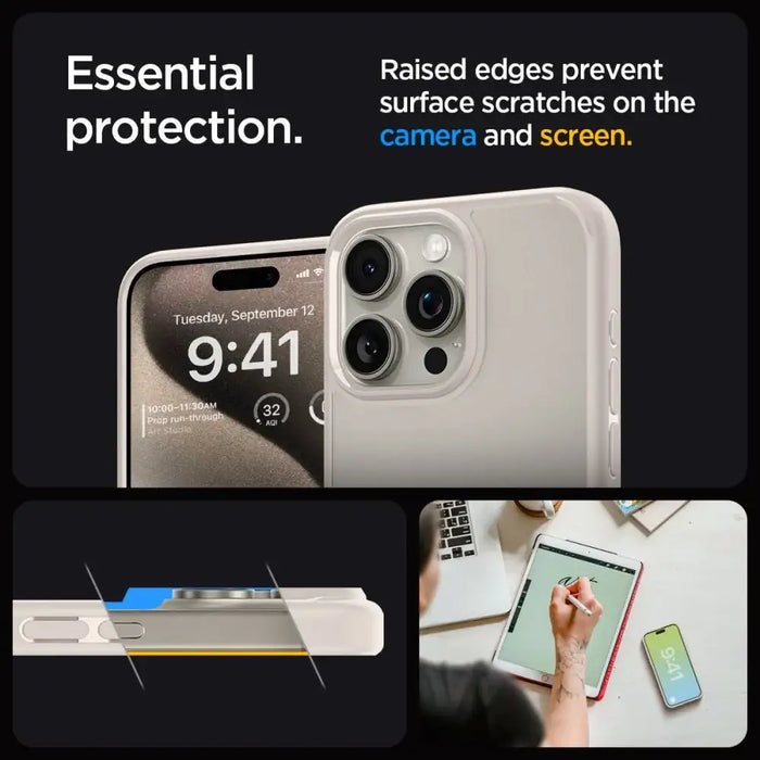 Spigen Ultra Hybrid iPhone 15 Pro Max Case - Natural Titanium - Cell phone cases and covers<<<HurtelXML