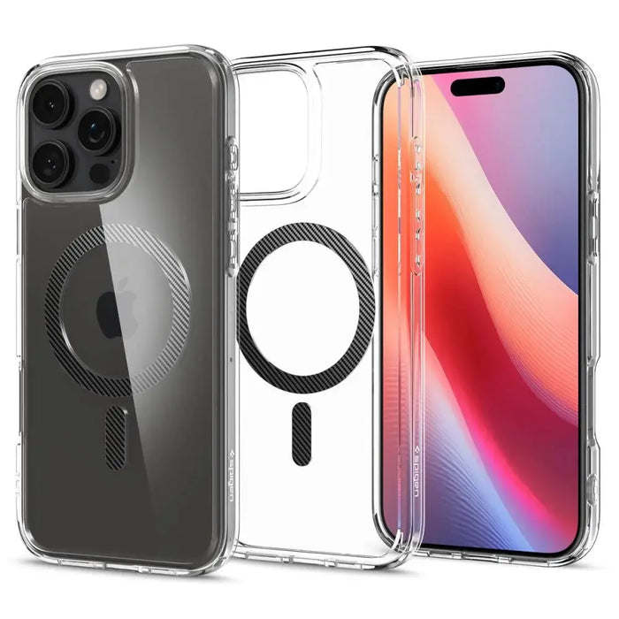 Spigen Ultra Hybrid Mag Carbon Fiber Case with MagSafe for iPhone 16 Pro - Dark Gray - Cell phone cases