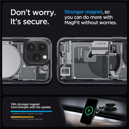 Spigen Ultra Hybrid Mag Case with MagSafe for iPhone 15 Pro - Dark Gray (Zero One Pattern) - Cell phone cases