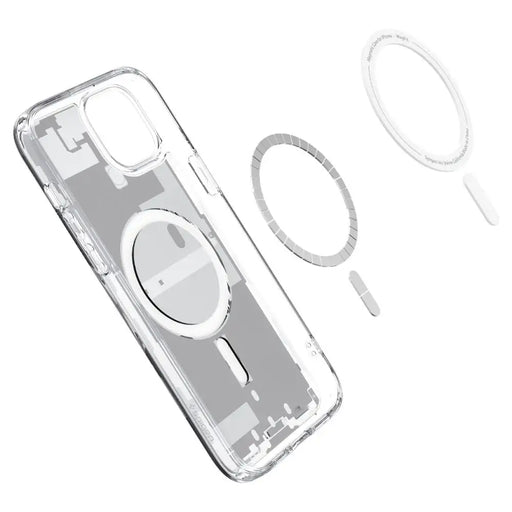 Spigen Ultra Hybrid Mag Case with MagSafe for iPhone 15 - White (Zero One Pattern) - Cell phone cases