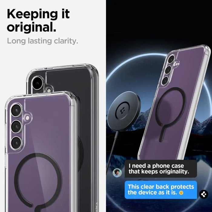 Spigen Ultra Hybrid OneTap Ring Case with MagSafe for Samsung Galaxy S23 FE - Clear Black - Cell phone cases