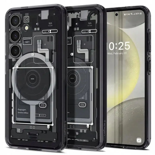 Spigen Ultra Hybrid OneTap Ring Case with MagSafe for Samsung Galaxy S24 - Clear (Zero One Pattern) - Cell phone cases