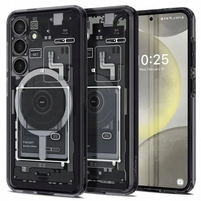 Spigen Ultra Hybrid OneTap Ring Case with MagSafe for Samsung Galaxy S24 - Clear (Zero One Pattern) - Cell phone cases