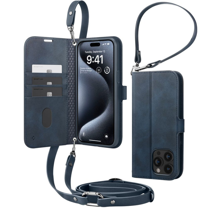 Spigen Wallet S Pro Case for iPhone 15 Pro - Navy Blue - Cell phone cases and covers<<<HurtelXML