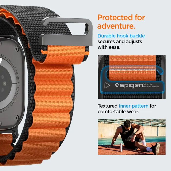 Spigen WBF1 Strap for Apple Watch 44 / 45 / 46 / 49 mm - Black and Orange - Other cell phone equipment<<<HurtelXML