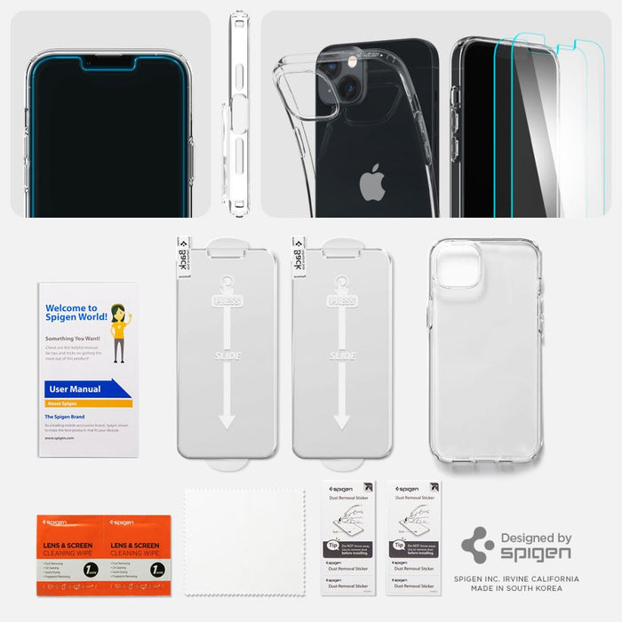 Spigen Crystal Case and Tempered Glass Set for iPhone 14 Plus - Clear