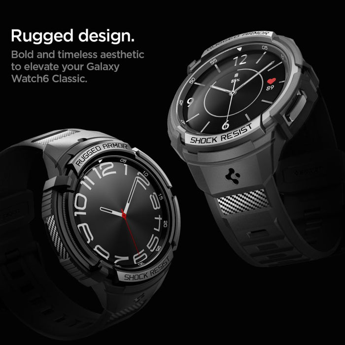 Spigen Rugged Armor Pro Case with Strap for Samsung Galaxy Watch 6 Classic (47mm) - Black