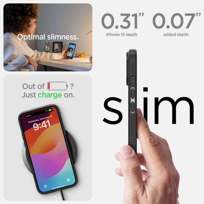 Spigen Liquid Air iPhone 15 Case - Matte Black