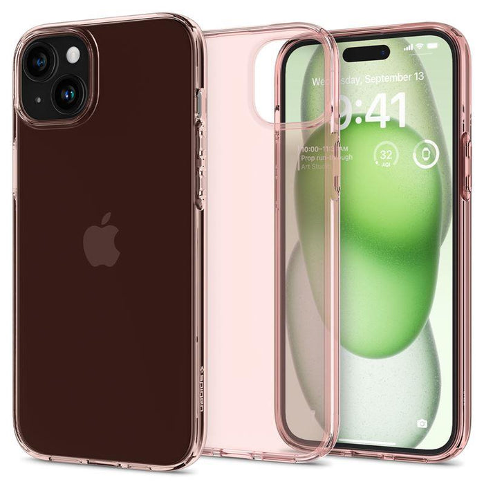 Spigen Crystal Flex iPhone 15 Plus Case - Pink/Transparent