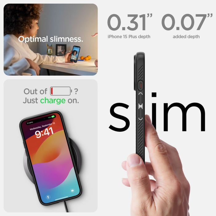 Spigen Liquid Air Case for iPhone 15 Plus - Matte Black