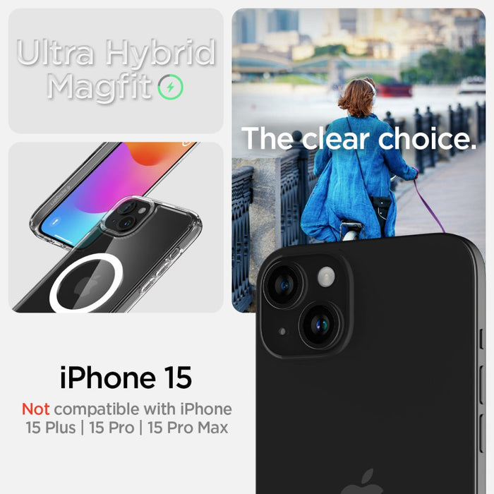 Spigen Ultra Hybrid Mag Case with MagSafe for iPhone 15 - White