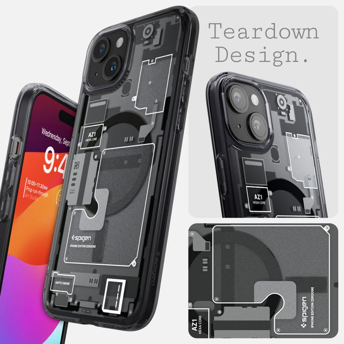 Spigen Ultra Hybrid Mag Case with MagSafe for iPhone 15 Plus - Dark Gray (Zero One Pattern)