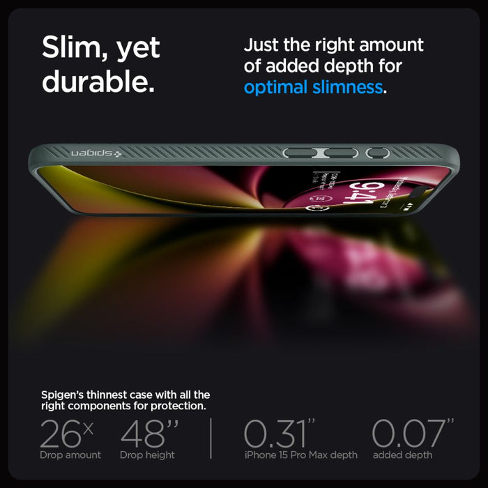 Spigen Liquid Air iPhone 15 Pro Max Case - Dark Green
