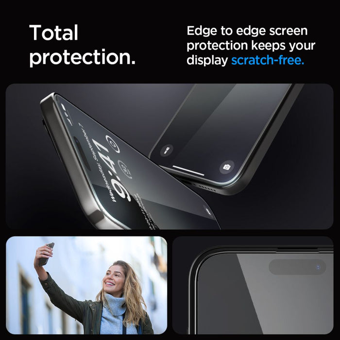 Spigen Glas.tR EZ Fit FC Tempered Glass for iPhone 15 Pro - Black 2 pcs.