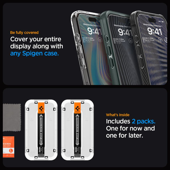 Spigen Glas.tR EZ Fit FC Tempered Glass for iPhone 15 Pro Max - Black 2 pcs.