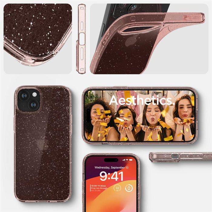 Spigen Liquid Crystal Glitter iPhone 15 Plus Case - Pink/Clear