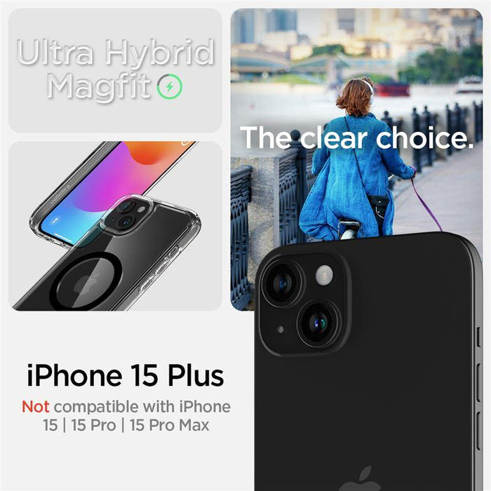 Spigen Ultra Hybrid Mag Case with MagSafe for iPhone 15 Plus - Black