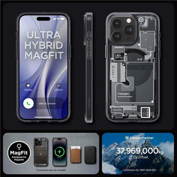 Spigen Ultra Hybrid Mag Case with MagSafe for iPhone 15 Pro - Dark Gray (Zero One Pattern)