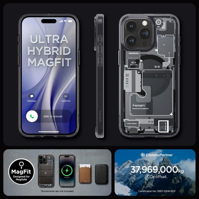 Spigen Ultra Hybrid Mag Case with MagSafe for iPhone 15 Pro - Dark Gray (Zero One Pattern)