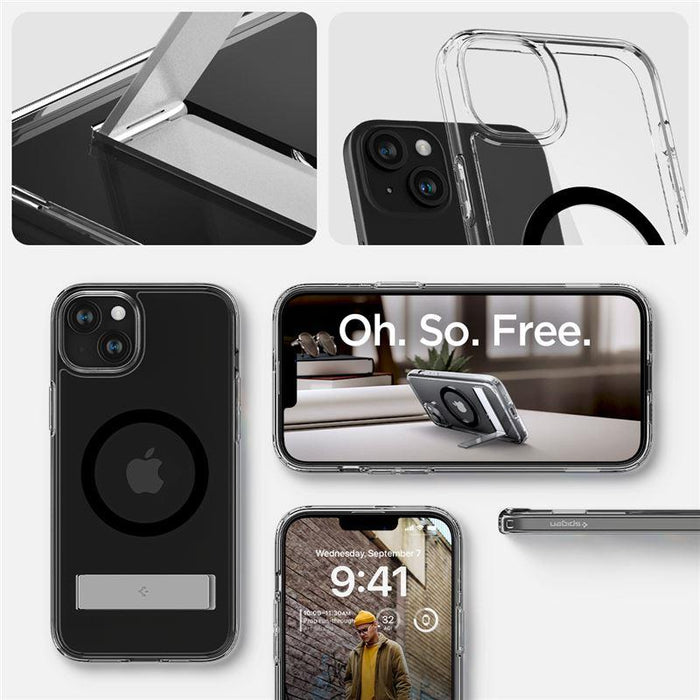 Spigen Ultra Hybrid S MagSafe Case with Stand for iPhone 15 - Black