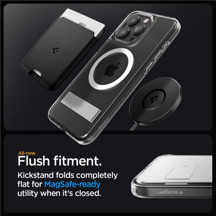 Spigen Ultra Hybrid S MagSafe Case with Stand for iPhone 15 Pro - Transparent