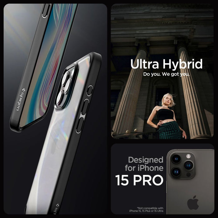 Spigen Ultra Hybrid iPhone 15 Pro Case - Matte Black