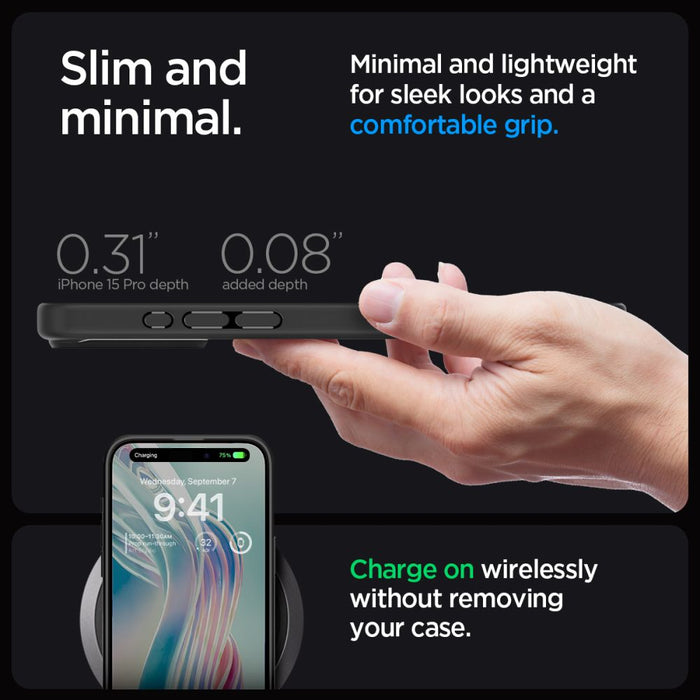 Spigen Ultra Hybrid iPhone 15 Pro Case - Matte Black