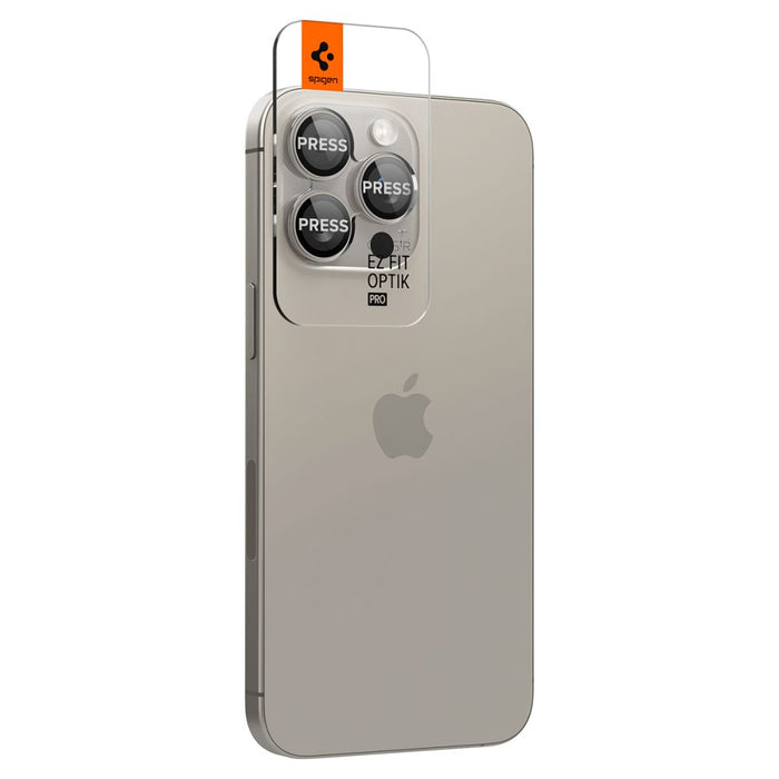 Spigen Optik.tR EZ Fit Camera Protector for iPhone 14 Pro / Pro Max / 15 Pro / Pro Max - Natural Titanium 2 pcs.