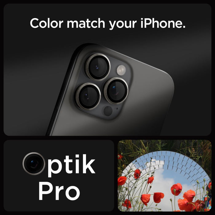Spigen Optik.tR EZ Fit Camera Protector for iPhone 14 Pro / Pro Max / 15 Pro / Pro Max - Natural Titanium 2 pcs.