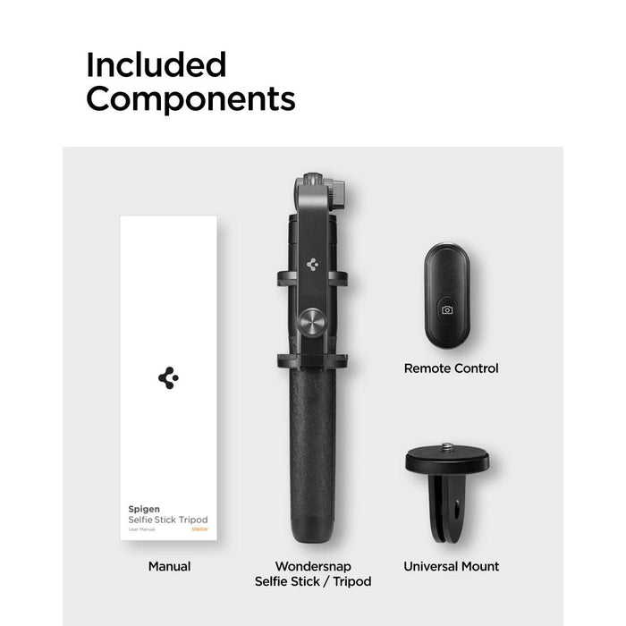 Spigen S560W Bluetooth Selfie Stick with Tripod - Black