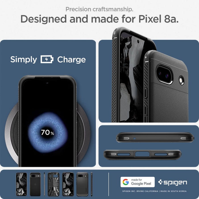 Spigen Rugged Armor Case for Google Pixel 8A - Matte Black