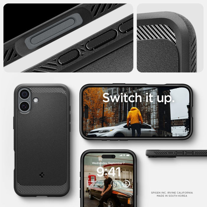 Spigen Rugged Armor MagSafe case for iPhone 16 - black