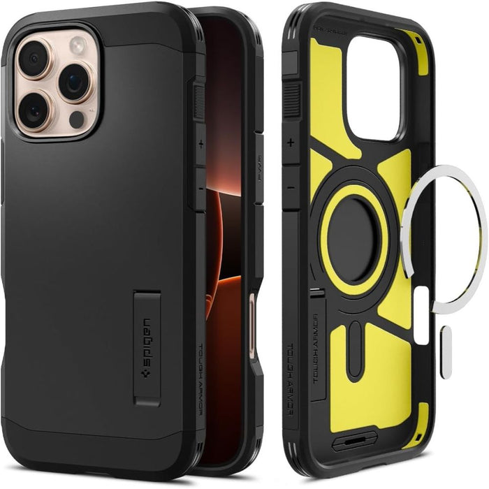 Spigen Tough Armor MagSafe Case with Stand for iPhone 16 Pro - Black