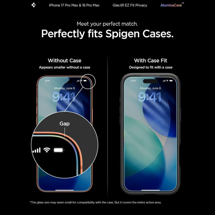Spigen Glas.tR EZ Fit Privacy Tempered Glass for iPhone 16 Pro Max / 17 Pro Max - 2 pcs.