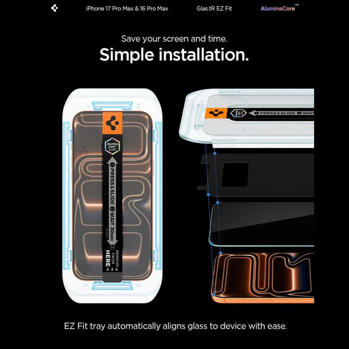 Spigen Glas.tR EZ Fit Tempered Glass for iPhone 16 Pro Max / 17 Pro Max - 2 pcs.