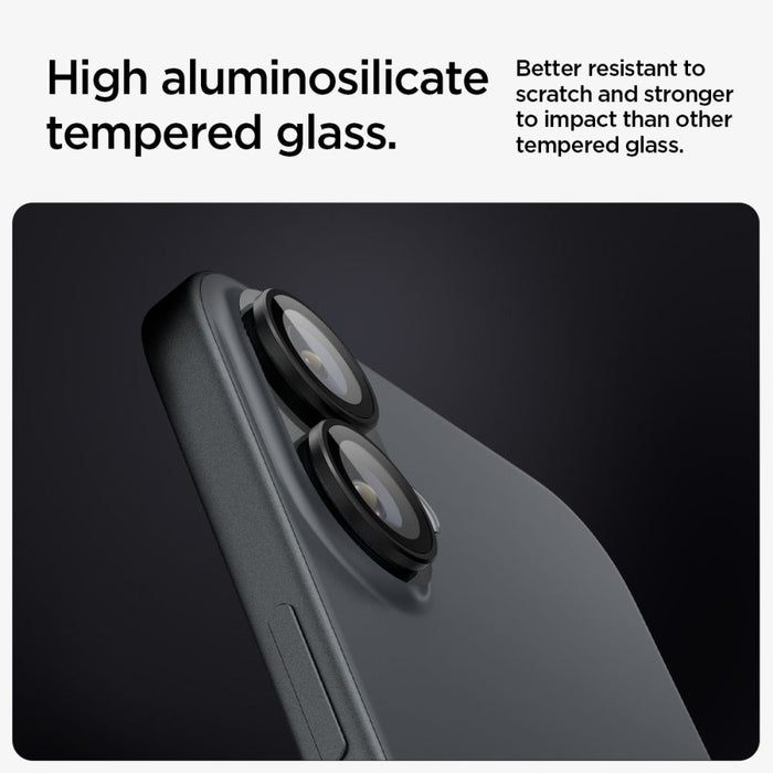 Spigen Glass tR EZ Fit Optik Pro Tempered Glass for iPhone 16 / 16 Plus / 17 Camera (2 pcs.) - Black