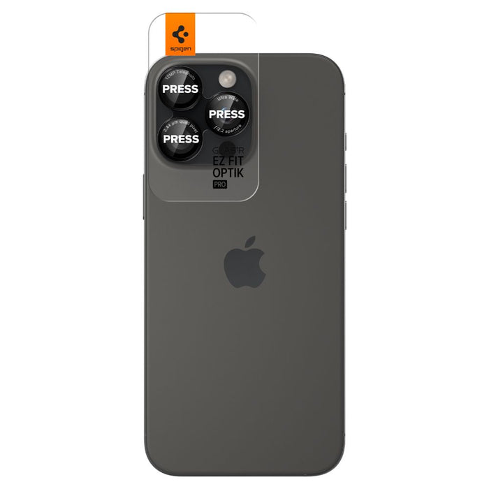 Spigen Optik Pro L-Series Glas.tR EZ Fit Tempered Glass for iPhone 14 Pro / Pro Max / 15 Pro / Pro Max / 16 Pro / 16 Pro Max / 17 Pro / 17 Pro Max - Black with Red Edge