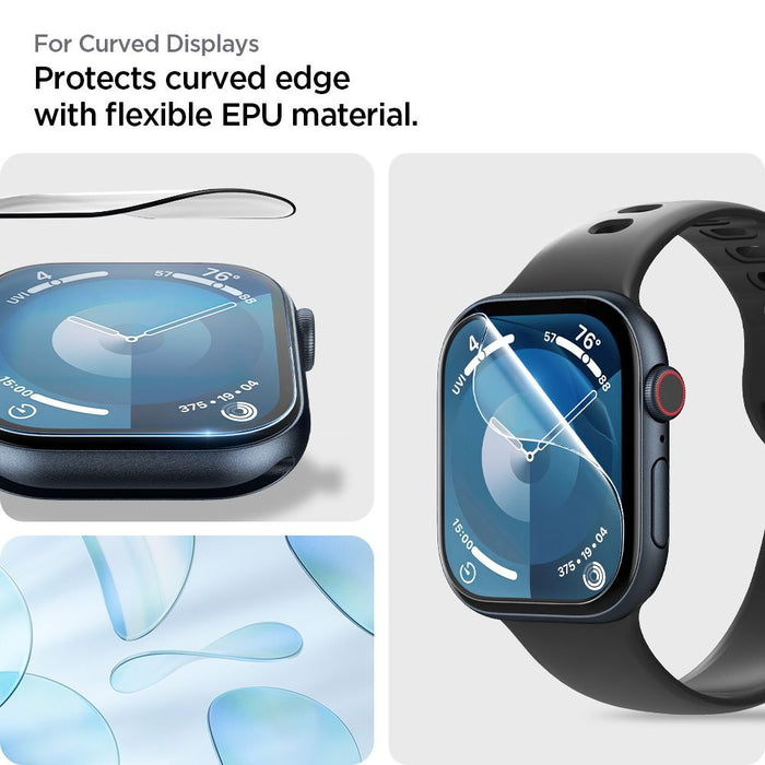 Spigen Elite Shield ”EZ FIT” Hybrid Glass 2-PACK for Apple Watch 10 (46MM) - Clear