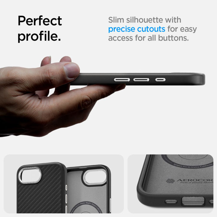 Spigen Enzo Aramid MagSafe Case for iPhone 16e / 17e - Black