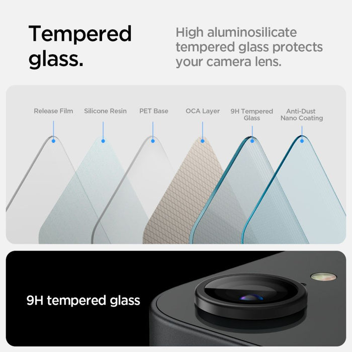 Spigen Optik Pro GLAS.TR "Ez Fit" Camera Cover 2-pack for iPhone 16e / 17e - Black