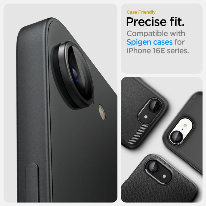 Spigen Optik Pro GLAS.TR "Ez Fit" Camera Cover 2-pack for iPhone 16e / 17e - Black