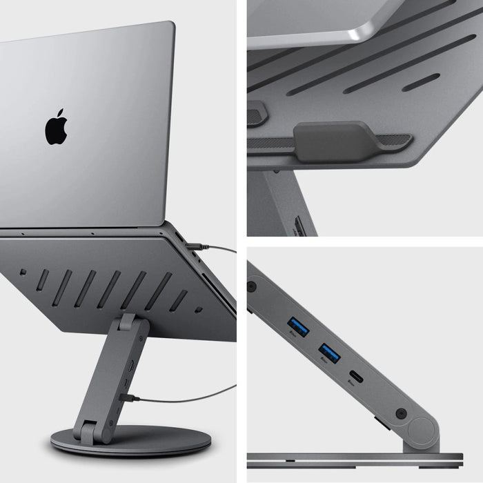 Spigen LD204H Stand + Hub 6-in-1 - Gray