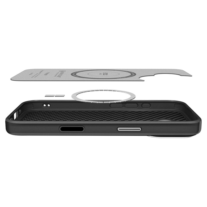Spigen Enzo Aramid &quot;T&quot; MagSafe case for iPhone 17 - black and silver