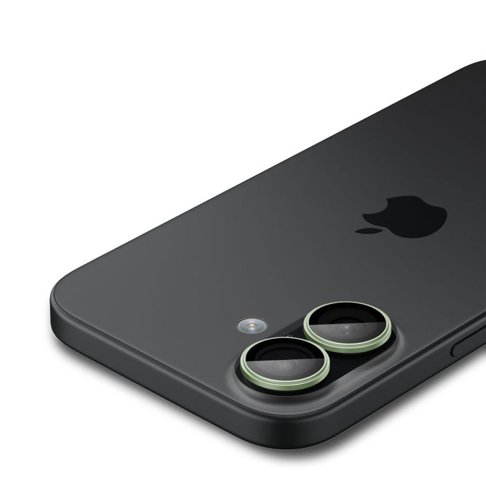 Spigen Optik Pro GLAS.TR ”EZ FIT” Camera Cover 2-pack for iPhone 16 / 16 Plus / 17 - Green