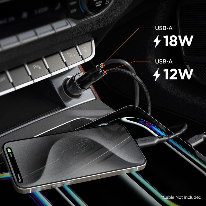 Spigen Essential EV302 30W 2-Port USB-A Car Charger - Black