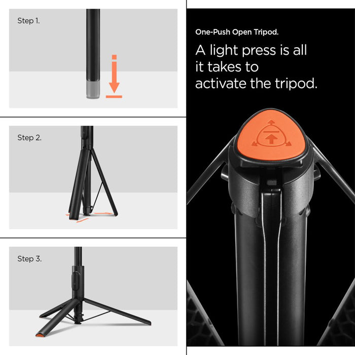 Spigen S541W Bluetooth Selfie Stick - Black