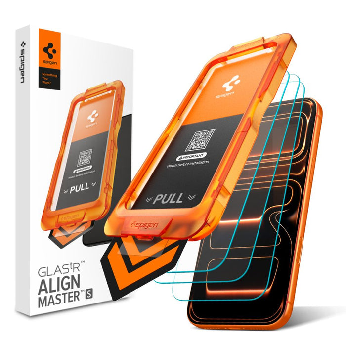 Spigen Glas.tR AlignMaster Slim 3-Pack Tempered Glass for iPhone 17 Pro Max