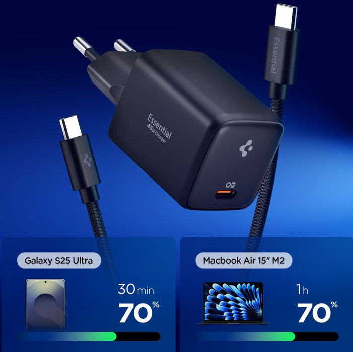 Spigen EE451EU Essential USB-C 45W Wall Charger - Black