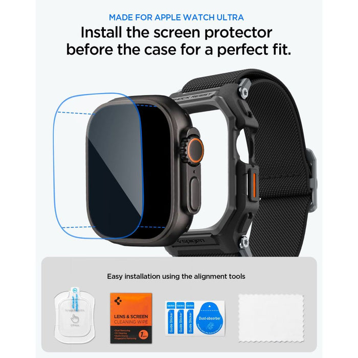 Spigen Lite Fit Pro Strap + Tempered Glass Screen Protector for Apple Watch Ultra 49mm - Black