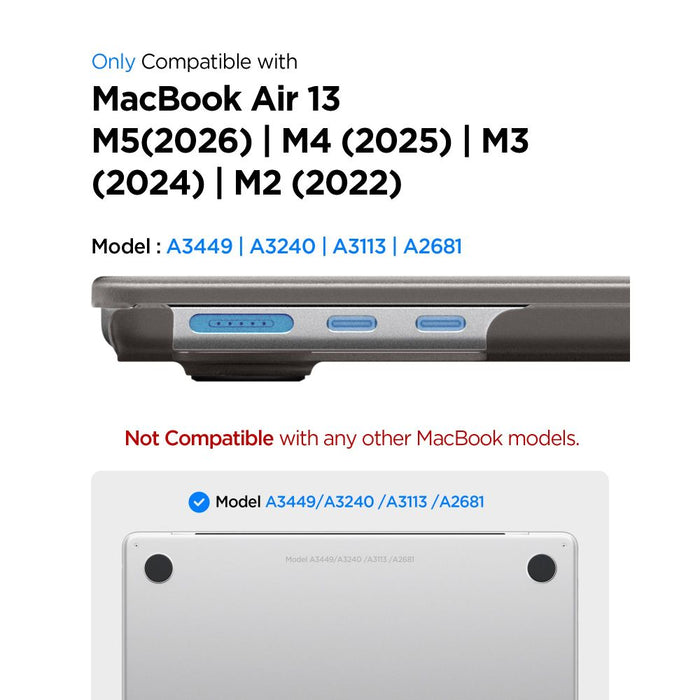 Spigen AirSkin Case for MacBook Air 13" 2023/2024/2025/2026 - Semi-Transparent
